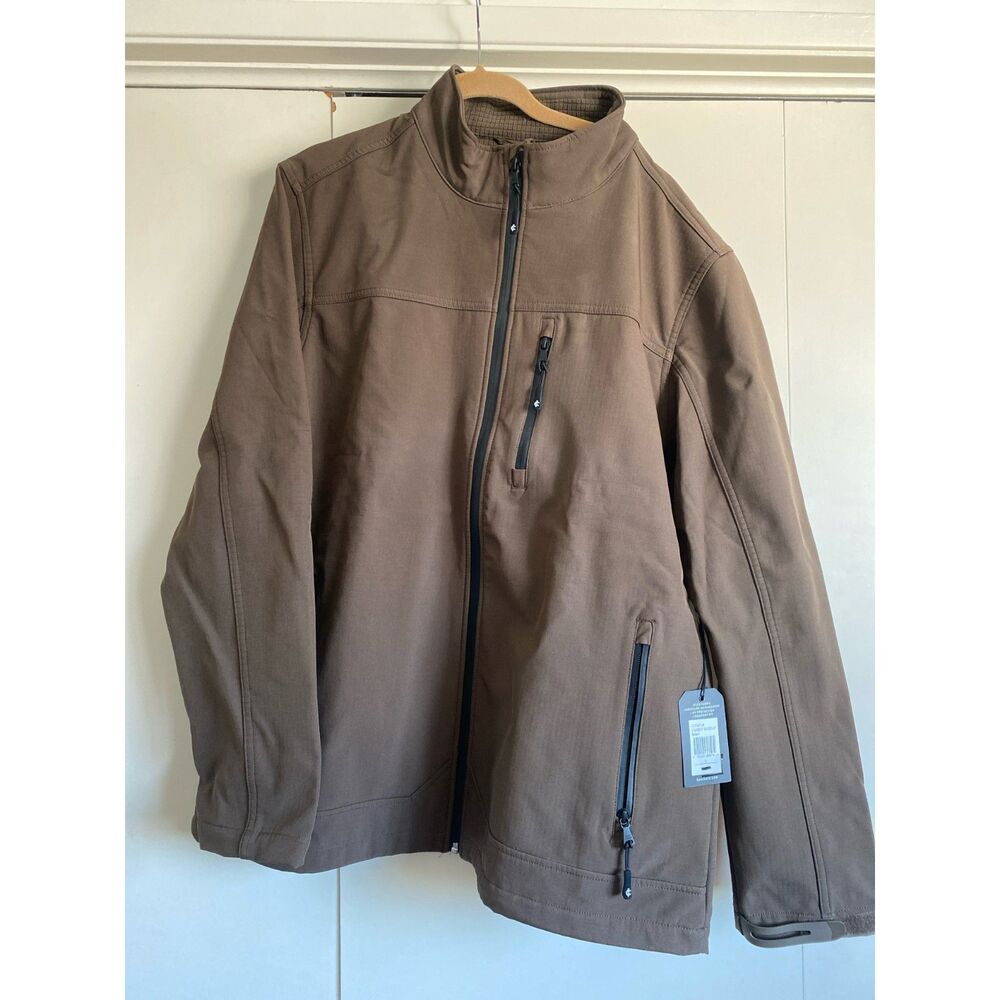 Cody James Men's Brown Softshell Jacket Fleece Lined Coat Size Large